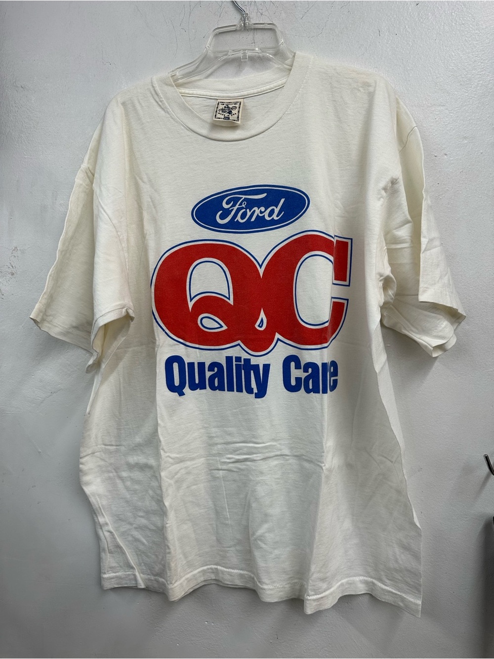 Ford QC Quality Care White Graphic T-Shirt made in USA size xxl